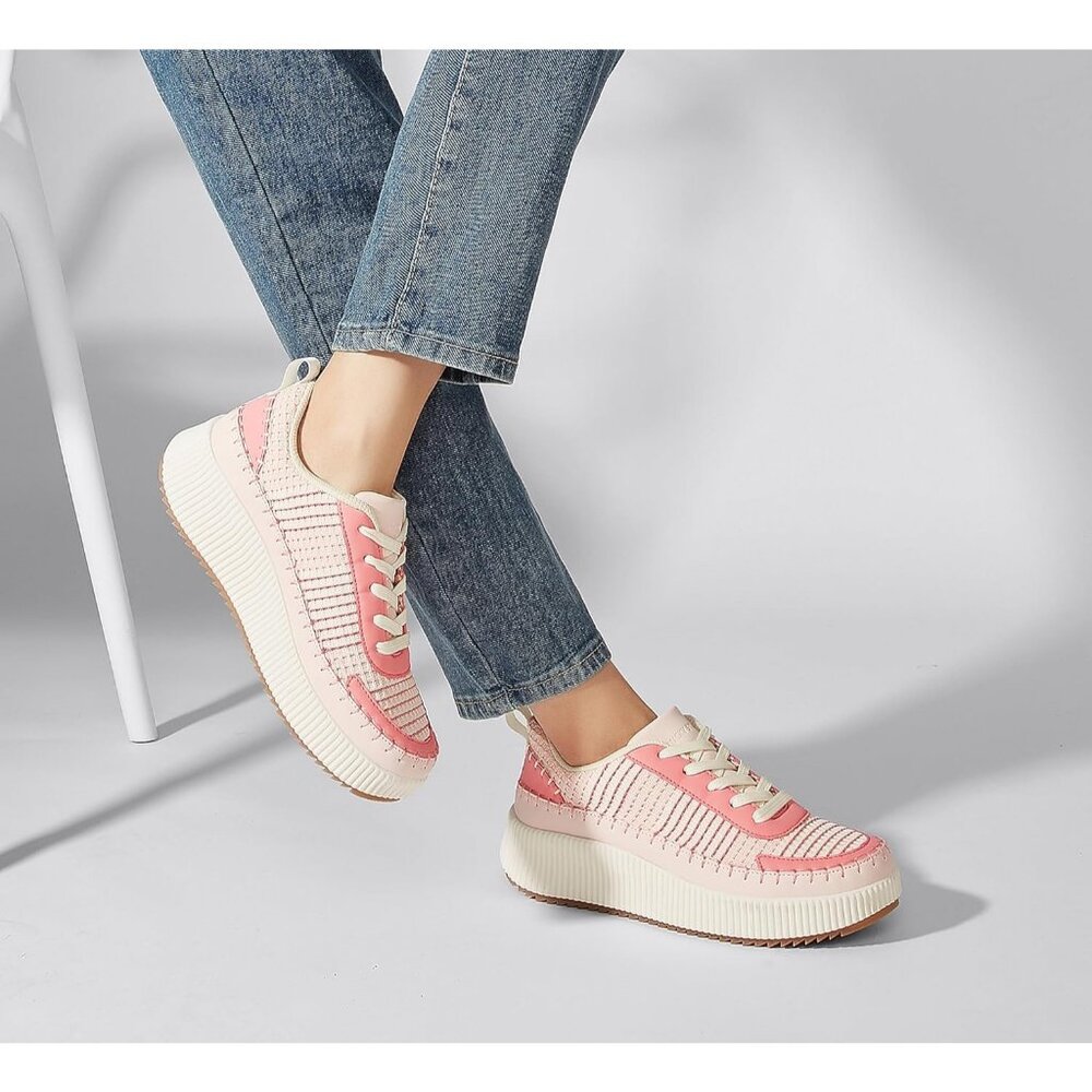 Lucky Step Women's Pink Platform Sneakers Rhinestone Fashion Chunky Shoes - Picture 3 of 6